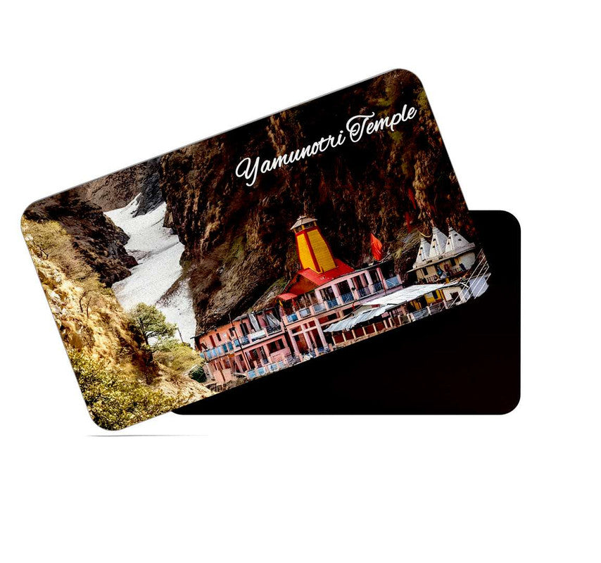 dhcrafts Rectangular Rubber Fridge Magnet / Magnetic Card Multicolor Uttarakhand Yamunotri Temple Design Pack of 1 (8.6cm x 5.4cm)